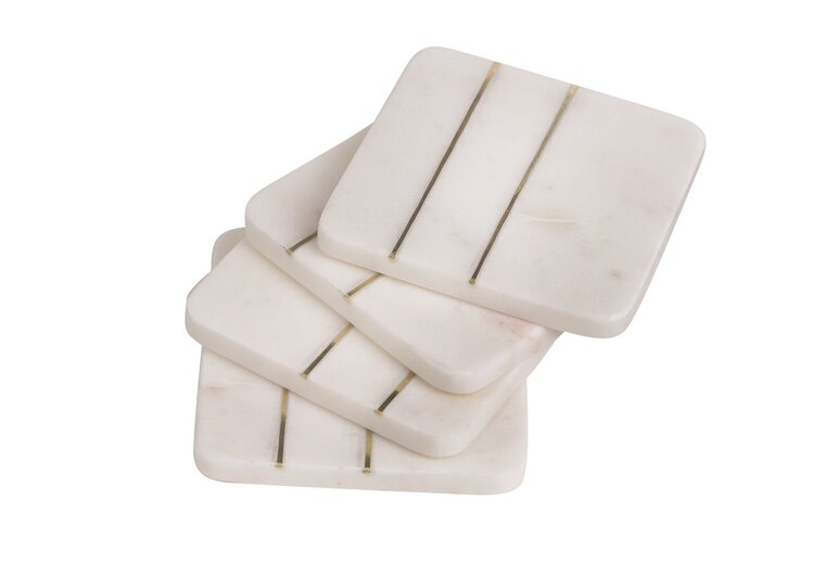Marble w/ Brass Coasters- set of 4