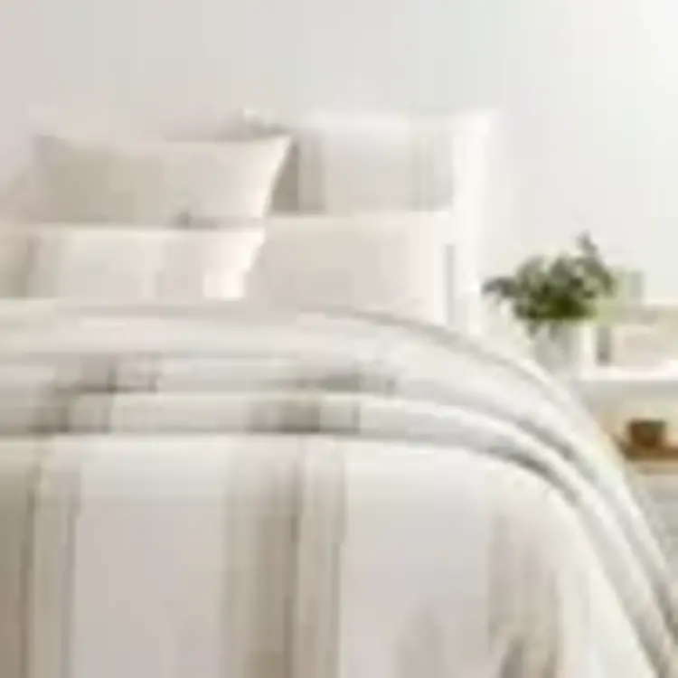 Napa Stripe Duvet Cover, Linen Full/Queen
