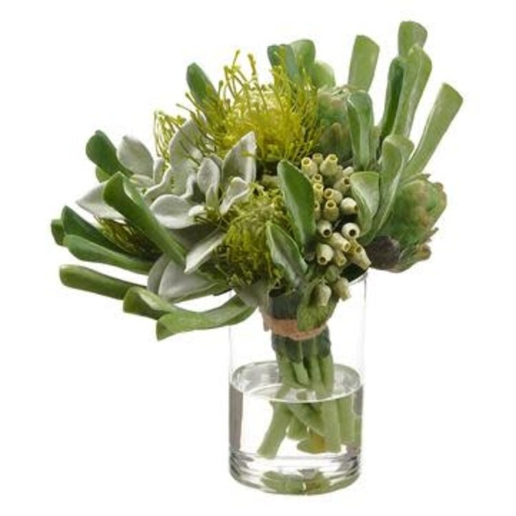 13" Protea in Glass Vase