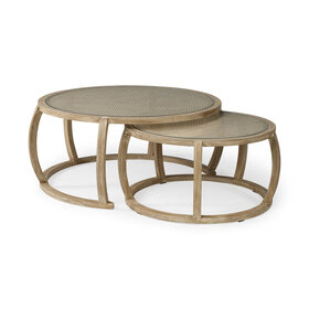 Hubbard Set of 2 Round Woven Cane Coffee Tables