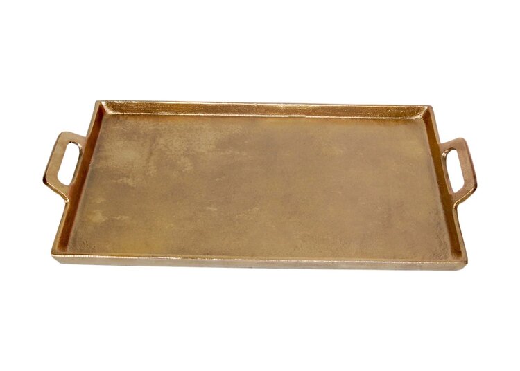 25’’ Aluminum Antiques Brass Tray w/ Handles