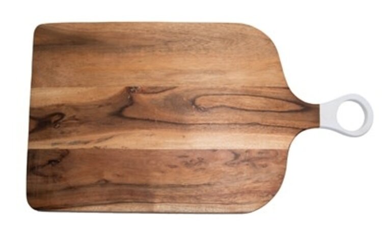 25" L Acacia Wood Rect. Cutting Board w/ White Handle