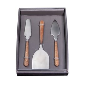 3pc Cheese Knife Set w/ Wood Handles- Gift Box