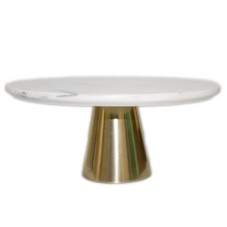 Large White Marble Cake Plate