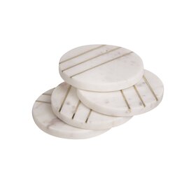 Round Marble Coasters w/ Brass- set of 4