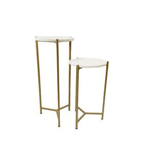 White Marble Accent Table, set of 2