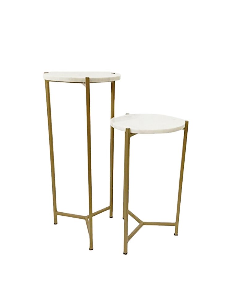 White Marble Accent Table, set of 2