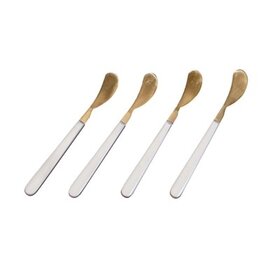 Set of 4 Gold Cocktail Spreaders w/ White Resin Handles in Giftbox
