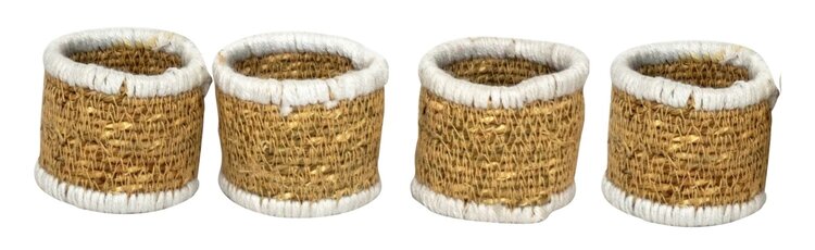 Set of 4 Natural & White Seagrass Napkin Rings White
