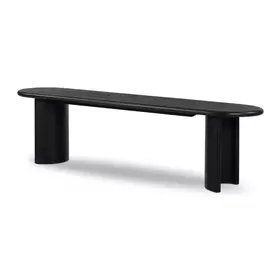 Four Hands Paden Dining Bench- Aged Black Acacia