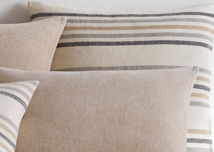 Ellison Stripe Linen Chenille Sham, Ivory Standard