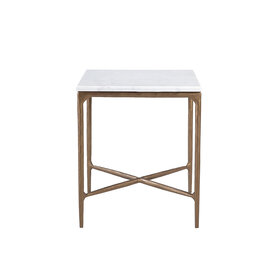 Beyond Borders Gilda Gold  Side Table w/ Marble Top- Gold