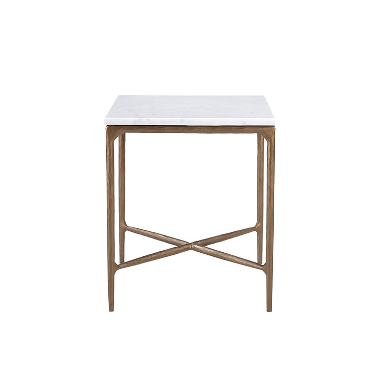 Beyond Borders Gilda Gold  Side Table w/ Marble Top- Gold