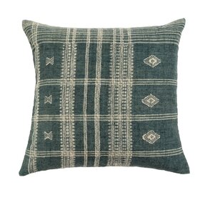 Bhujodi Wool Handloom Pillow, 20" x 20" Blue