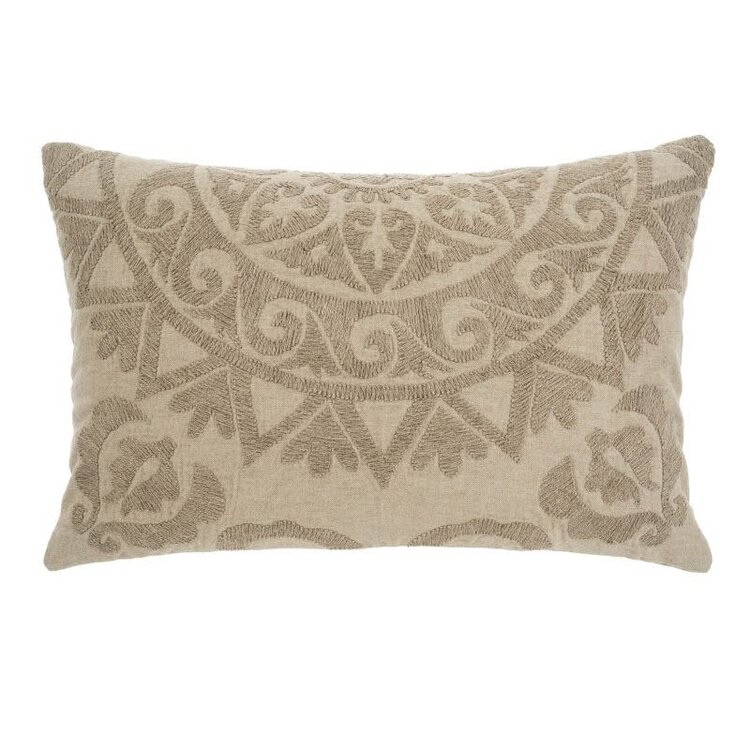 Linen Suzani, 16" x 24" Pillow