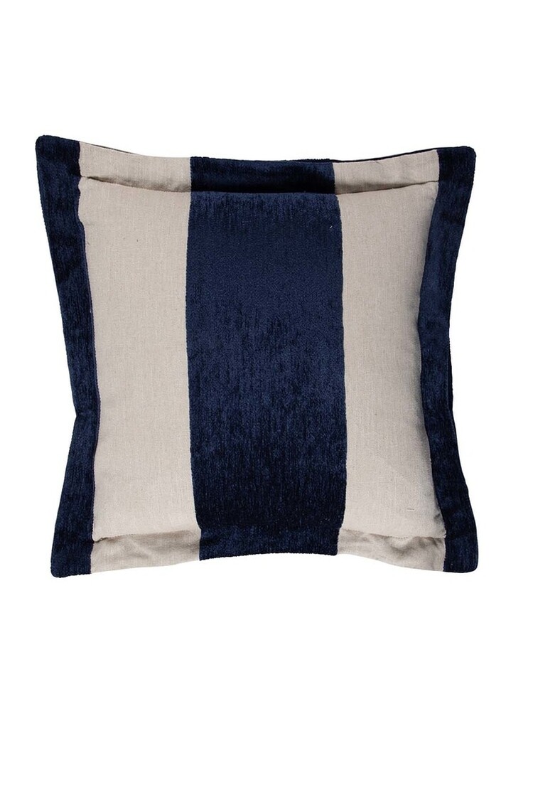 Wide Stripe Chenille Navy Feather, 22" x 22"