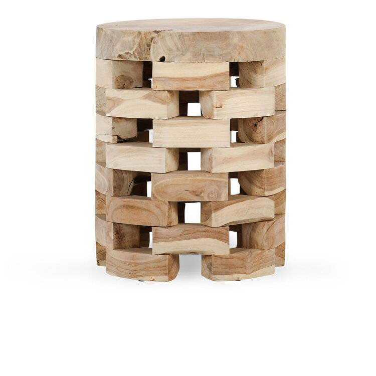 Dacosta 14" Round Accent Table- White Wash