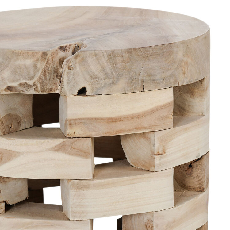 Dacosta 14" Round Accent Table- White Wash