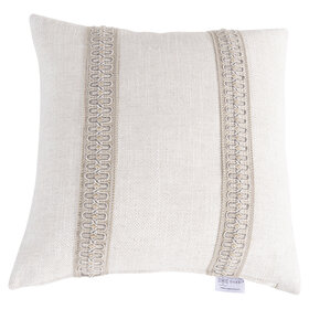 Hanoi Ivory Neutral Funky Tape Feather, 24" x 24"