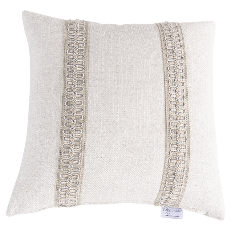 Hanoi Ivory Neutral Funky Tape Feather, 24" x 24"