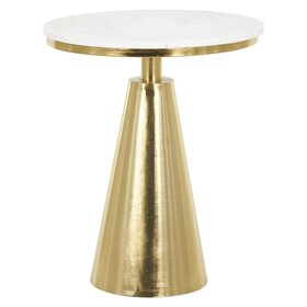 Gold Metal Cone Accent Table, Marble Tabletop