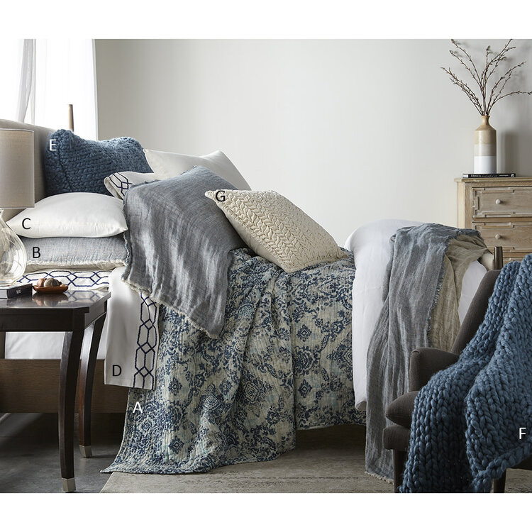 Kent Linen King Bedspread- Peacock/Natural
