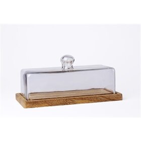 Mango Wood/Glass Food Dome- Rectangular