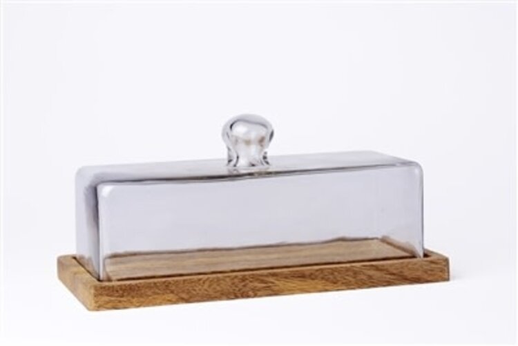 Mango Wood/Glass Food Dome- Rectangular