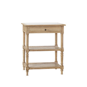Beyond Borders Juni Marble Top Nightstand- Weathered Barrel