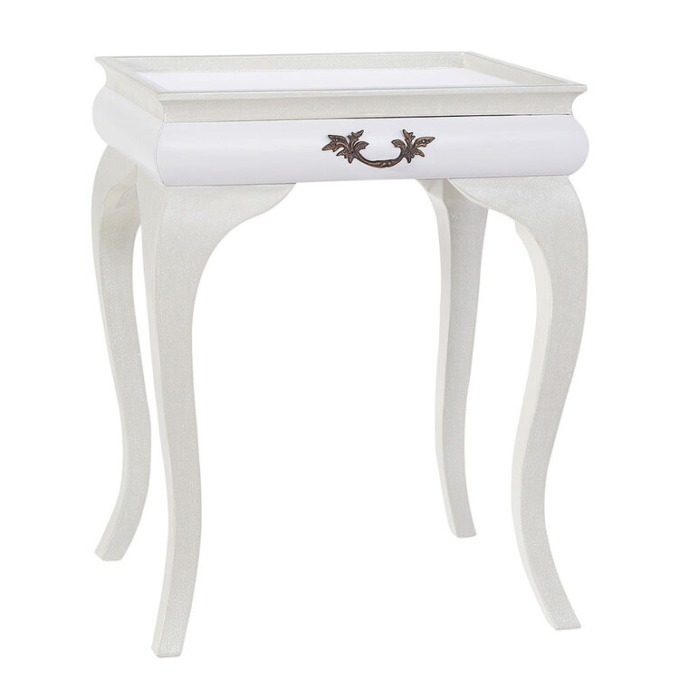 Beyond Borders Danielle Side Table- Pearl White Mahogany