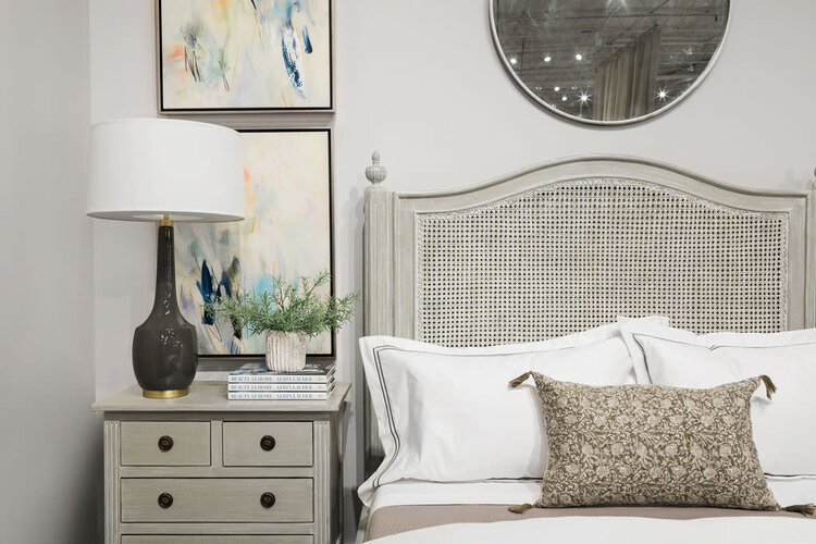 Beyond Borders Britta Bed, Queen Gray White Wash