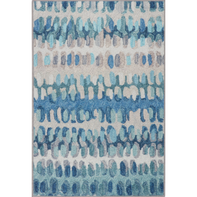 Paint Chip Blue Machine Washable Rug, 5' x 8'