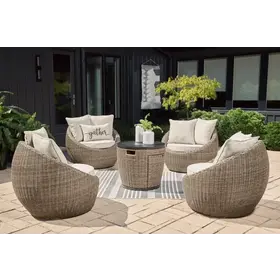 Malayah Outdoor Fire Pit Table and 4 Chairs