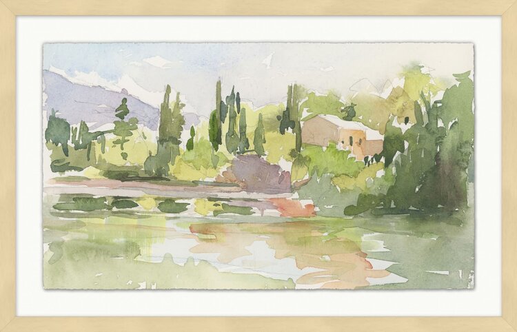 Italian Cypress Trees and Hillside 2