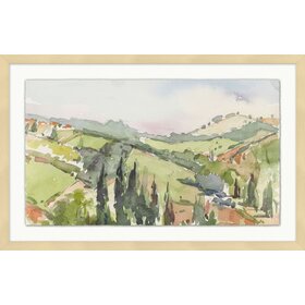 Italian Cypress Trees and Hillside 1