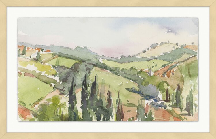 Italian Cypress Trees and Hillside 1