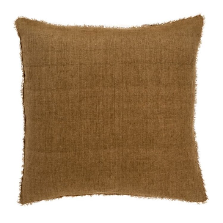Lina Linen Pillow, 24" x 24" Tawny