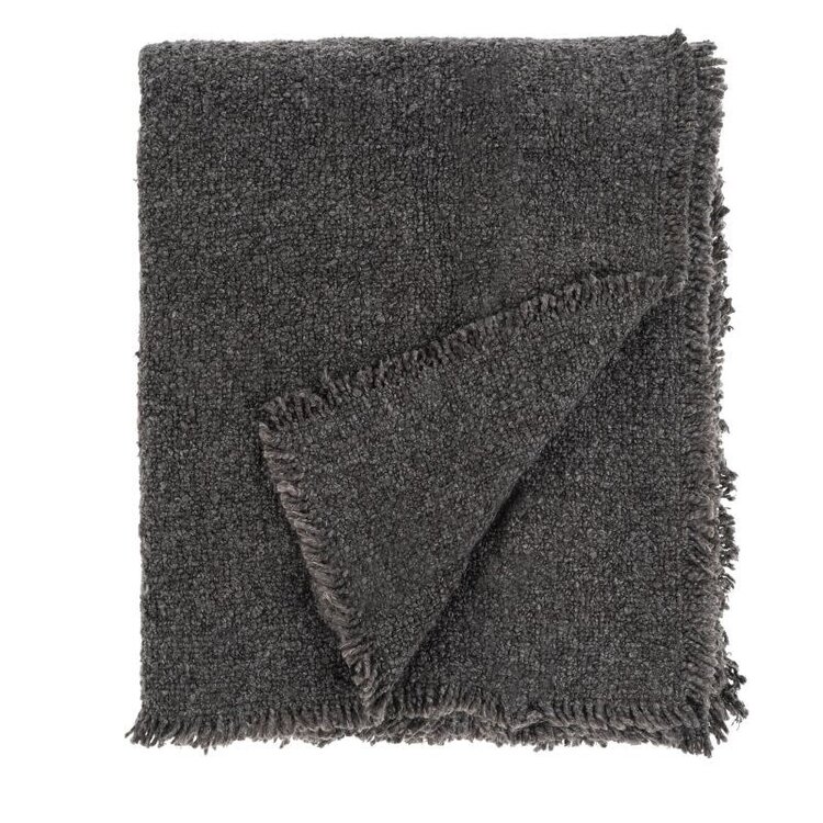 Fringed Boucle Throw, 60" x 50" Charcoal