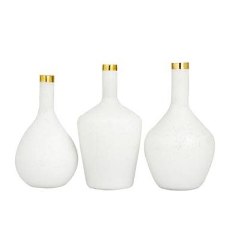 Gold Rimmed White Vase