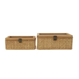 Jes & Gray Wooden Wicker Box,