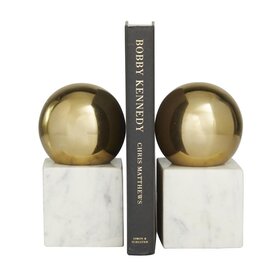 Atelier Home Gold Ball on Marble Base Bookends- set of 2