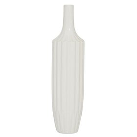 Atelier Home White Ribbed Ceramic Vase, 19"