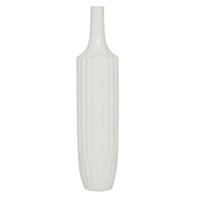 Atelier Home White Ribbed Ceramic Vase, 23"
