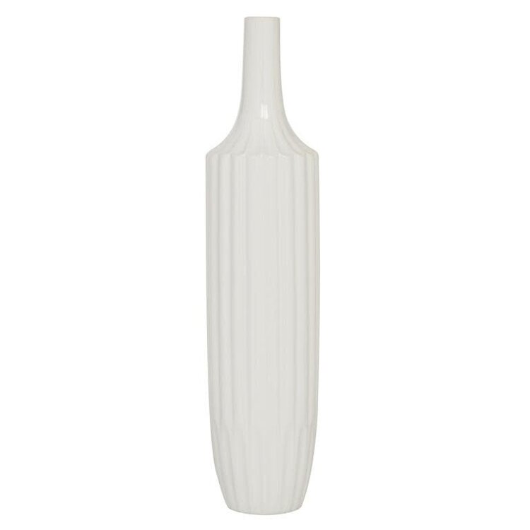 Atelier Home White Ribbed Ceramic Vase, 23"