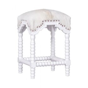 Atelier Home Capra Counter Stool, White Goat Hide  Gloss White