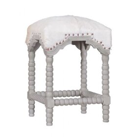 Atelier Home Capra Counter Stool, White Goat Hide  Smoke Gray