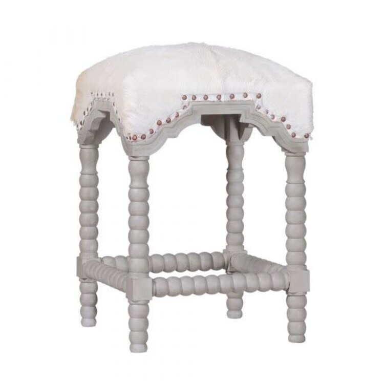 Atelier Home Capra Counter Stool, White Goat Hide  Smoke Gray
