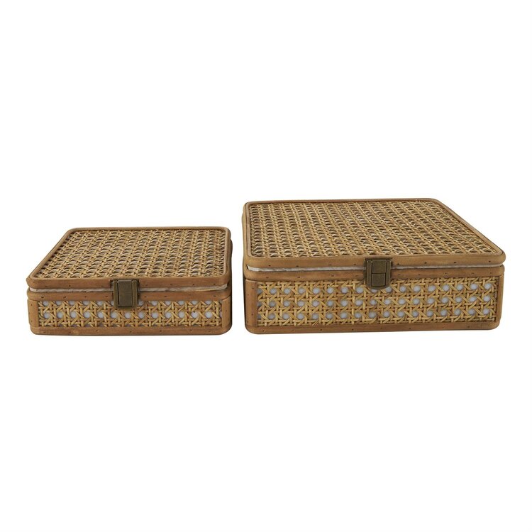 Jes & Gray Wooden Wicker Box,