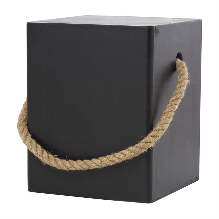 Jes & Gray Black Concrete Stool with Rope