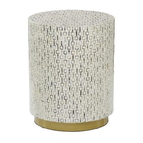 Atelier Home Round Shell Accent Table with Gold Base